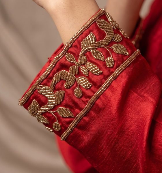 Distinctive Red Designer Chinnon Suit Set with All Over Beads Embroidery at Wholesale Rate Designer Plazzo Salwar Suits Wholesale