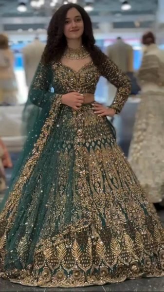 Distinctive Teal Blue Butterfly Net Lehenga with Embroidery Sequins Work Bridal Lehenga Choli