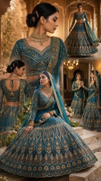 Distinctive Teal Blue Butterfly Net Lehenga with Embroidery Sequins Work Bridal Lehenga Choli