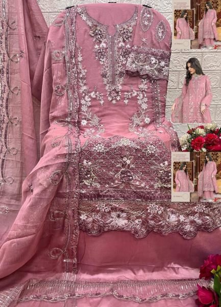 Divine Baby Pink Chiffon Embroidered with Khatli Work Suit Set from Shree Catalog  Embroidery Suits Wholesale