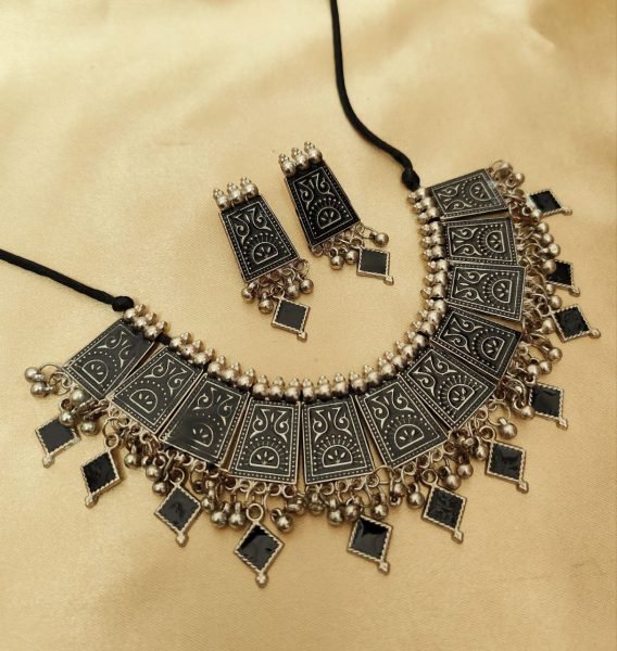 Divine Dandiya Oxidised Necklace &  Earrings for Festive Styling Fashion Accessories Wholesale
