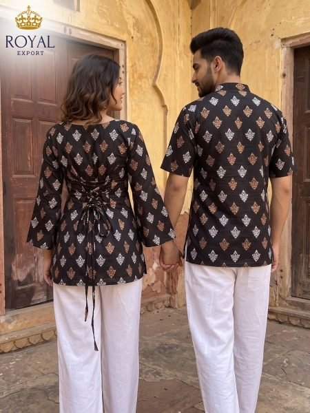 Diwali Special Black Cotton Couple Combo Outfit Set at Wholesale Rate Couple Combo collection 