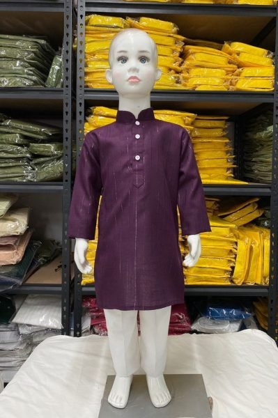 Diwali Special Pure Cotton Boys Kurta Pajama With Silver Weaving Lining  Boys Wear