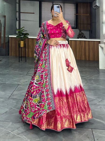  Dola Silk Patola and Paithni Print With Foil Work Lehenga Choli  Navratri Lehnega Choli