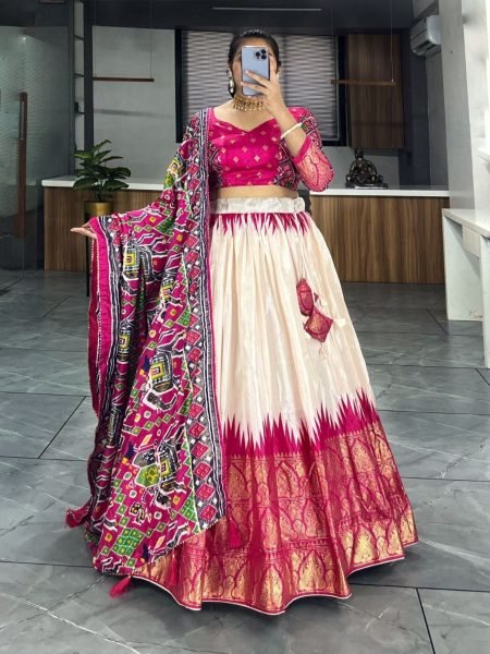  Dola Silk Patola and Paithni Print With Foil Work Lehenga Choli  Navratri Lehnega Choli