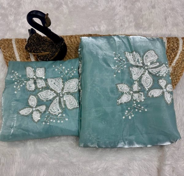 Dual Sequin Work Jimmy Choo Saree with Designer Blouse Ready to Ship Wholesale Collection at Low Price JIMMY CHOO SAREE