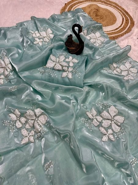 Dual Sequin Work Jimmy Choo Saree with Designer Blouse Ready to Ship Wholesale Collection at Low Price JIMMY CHOO SAREE