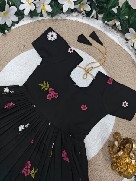 Durable Black Comfortable Kids Cotton Dress for Summer Outfits Girls Wear