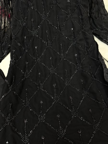 Durable Black Fox Georgette Beads Sequins Embroidery Kurti Palazzo Dupatta Set Ready To Wear Collection
