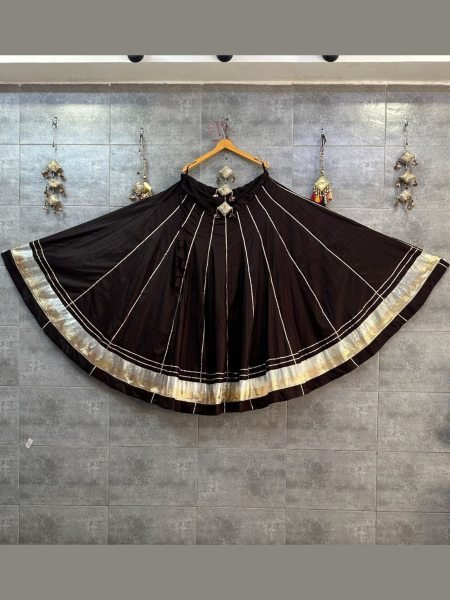 Durable Coffee Women's Long Flared Rayon Cotton Skirt for Navratri and Dandiya Nights  Lehenga
