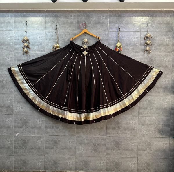 Durable Coffee Women's Long Flared Rayon Cotton Skirt for Navratri and Dandiya Nights Navratri Lehnega Choli