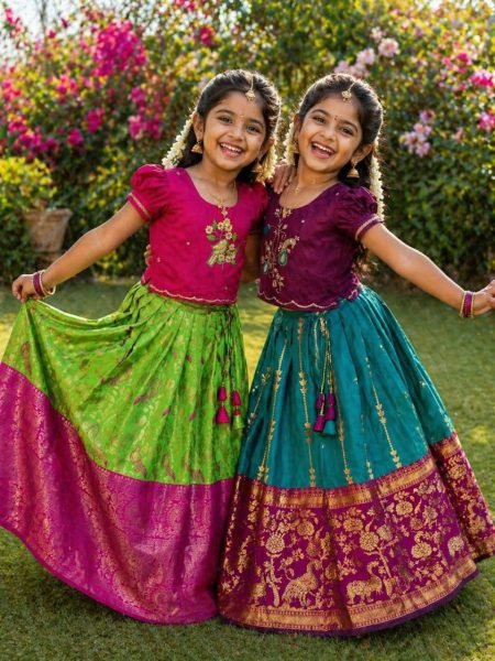 Durable Pink Lehenga with Maggam Work Blouse for Party and Festive Occasions Girls Wear