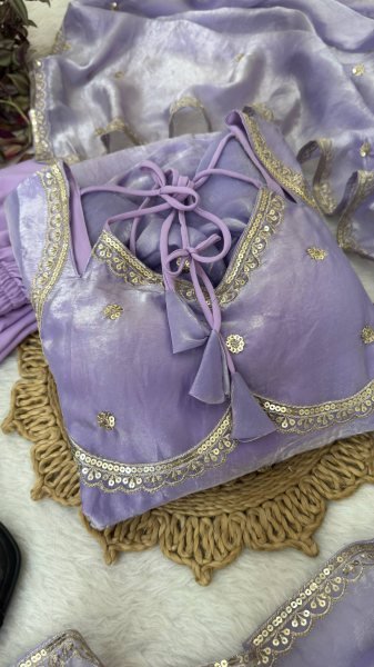 Durable Purple Fendi Satin Gown Set with Sequins Embroidery for Wedding Wear Ready To Wear Collection