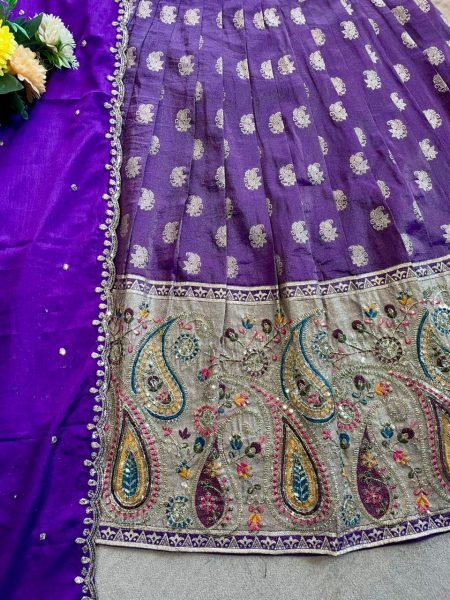 Durable Purple Mother Daughter Matching Lehenga Choli Combo Set Mom-Doughter Collection