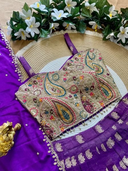 Durable Purple Mother Daughter Matching Lehenga Choli Combo Set Mom-Doughter Collection