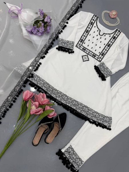 Durable White Roman Glass Silk Farshi Palazzo Suit with Organza Dupatta at Wholesale Rate Ready To Wear Collection