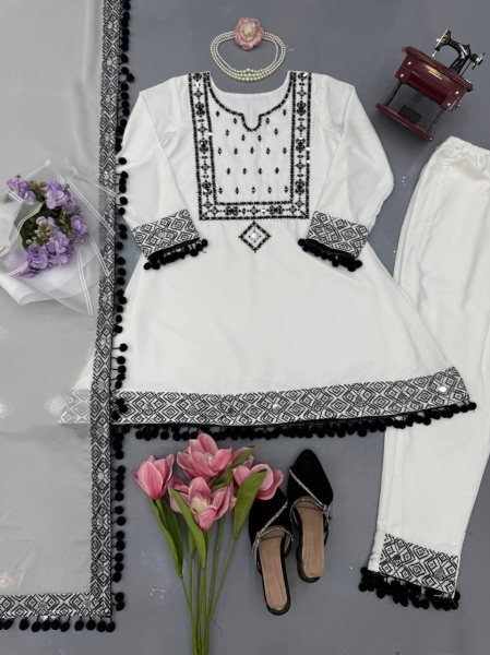 Durable White Roman Glass Silk Farshi Palazzo Suit with Organza Dupatta at Wholesale Rate Ready To Wear Collection
