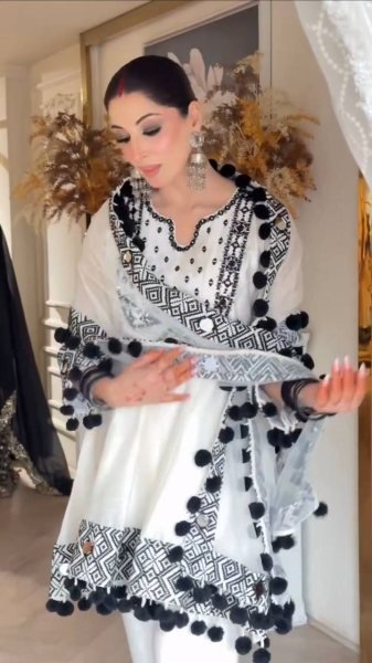 Durable White Roman Glass Silk Farshi Palazzo Suit with Organza Dupatta at Wholesale Rate Ready To Wear Collection