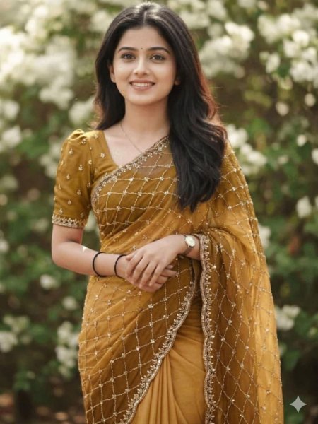 Durable Yellow Satin Saree with Detailed Handwork for Luxury Ethnic Wear Silk Sarees Wholesale