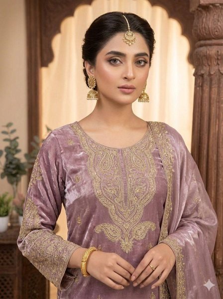 Dusty Mauve Roman Party Wear Outfit with Designer Dupatta Ready To Wear Collection