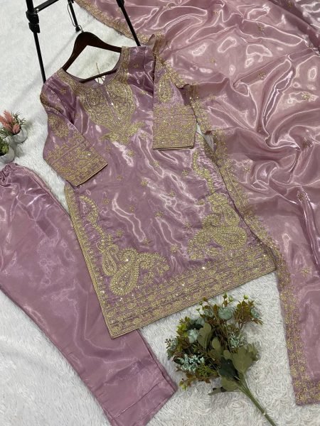 Dusty Mauve Roman Party Wear Outfit with Designer Dupatta Ready To Wear Collection