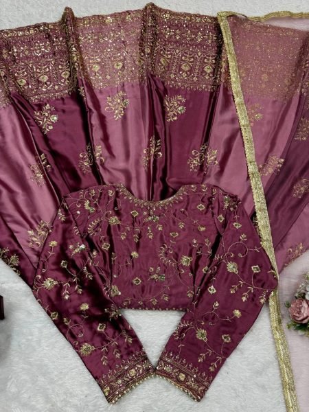 Dusty Pink Embroidered Anarkali Suit with Net Dupatta Bridal Wear Ready To Wear Collection