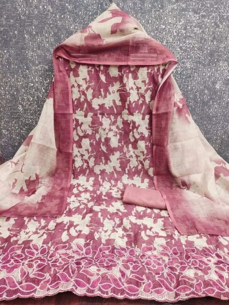 Dusty Pink Festive Collection Lilan Cotton Digital Print Suit Material with Matching Dupatta Punjabi Dress Materials Wholesale