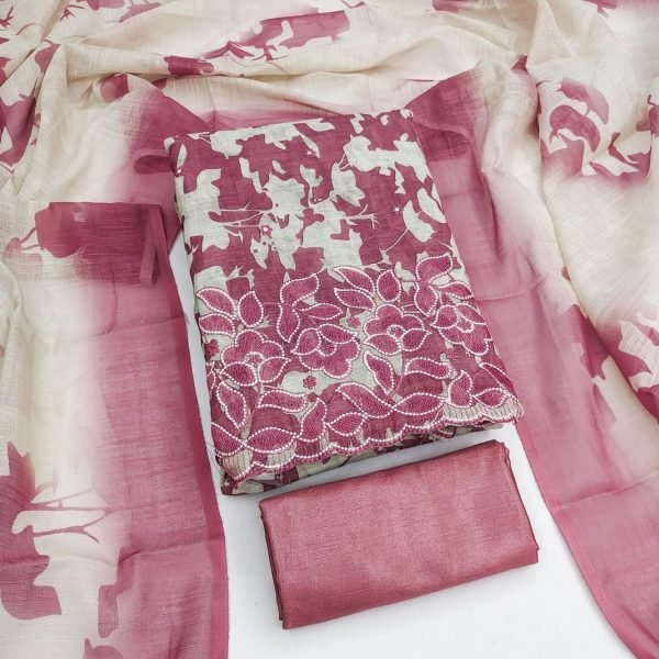 Dusty Pink Festive Collection Lilan Cotton Digital Print Suit Material with Matching Dupatta Punjabi Dress Materials Wholesale