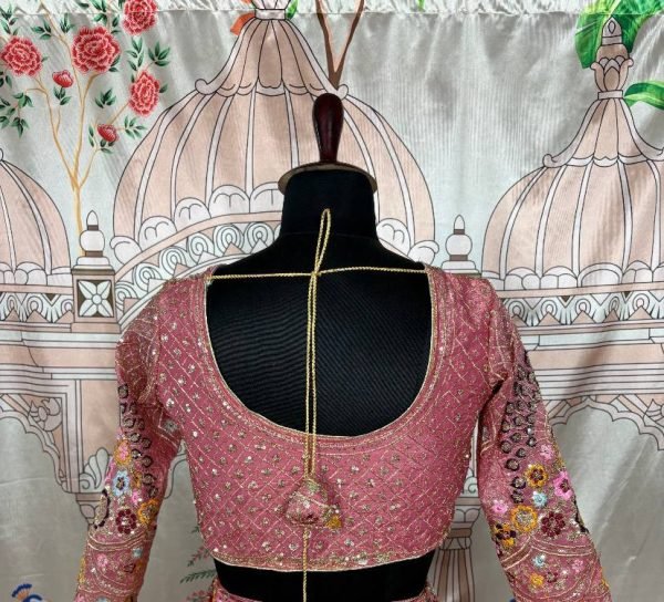 Dusty Pink Gold Crush Bridal Lehenga with Heavy Sequins Work Wedding Special Designer Lehenga Choli