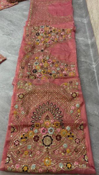 Dusty Pink Gold Crush Bridal Lehenga with Heavy Sequins Work Wedding Special Designer Lehenga Choli