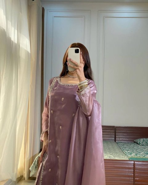 Dusty Purple Jimmy Choo Embroidered Straight Cut Kurti Set With Dupatta Ready To Wear 3 Piece Suit At Wholesale Price  Straight Cut Long Kurtis
