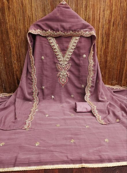 Dusty Rose Designer Silk Suit with Lace Detailing & Embroidered Dupatta Premium Party Look Color Set Matching Dress Material Wholesale