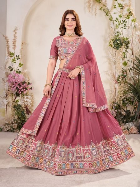 Dusty Rose Pink Bridal Lehenga Elegant Heavy Work for Wedding Moments Designer Lehenga Choli