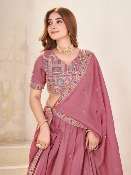 Dusty Rose Pink Bridal Lehenga Elegant Heavy Work for Wedding Moments Designer Lehenga Choli