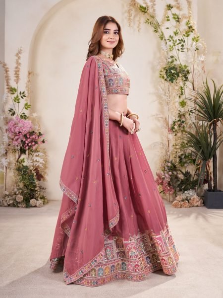 Dusty Rose Pink Bridal Lehenga Elegant Heavy Work for Wedding Moments Designer Lehenga Choli
