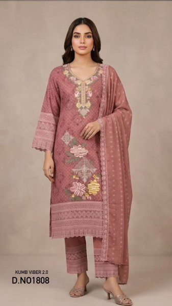 Dusty Rose Pink Heavy Georgette Embroidered Suit Set with Schiffli Style and Dupatta Pakistani Suits Wholesale