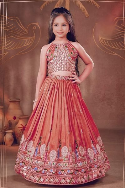 Dusty Rose Pink Sequins Embroidered Lehenga with Heavy Chinon Dupatta for Women Girls Wear