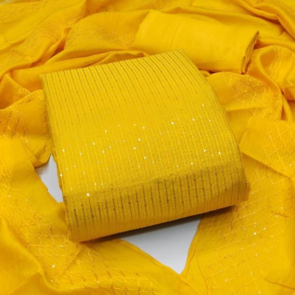 Dyeable Chanderi Crochet Work Dress Material Punjabi Dress Materials Wholesale