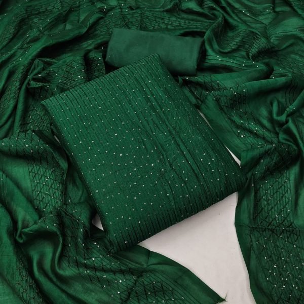 Dyeable Chanderi Crochet Work Dress Material Punjabi Dress Materials Wholesale