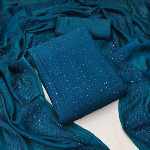 Dyeable Chanderi Crochet Work Dress Material Punjabi Dress Materials Wholesale