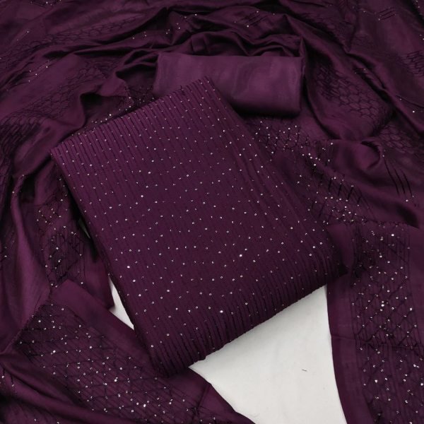 Dyeable Chanderi Crochet Work Dress Material Punjabi Dress Materials Wholesale