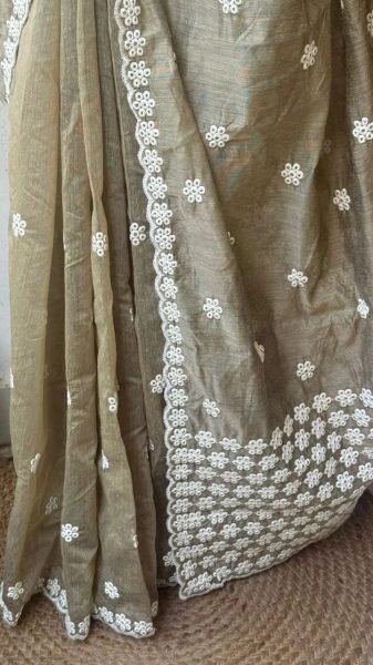 Dynamic Antique Mouse Color Chanderi Saree with Butti Blouse for Women Cotton Sarees Wholesale