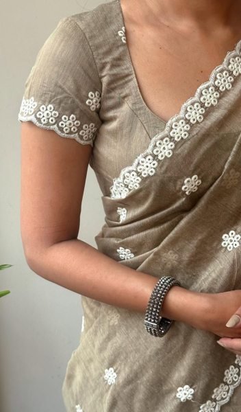 Dynamic Antique Mouse Color Chanderi Saree with Butti Blouse for Women Cotton Sarees Wholesale