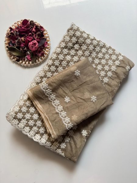 Dynamic Antique Mouse Color Chanderi Saree with Butti Blouse for Women Cotton Sarees Wholesale