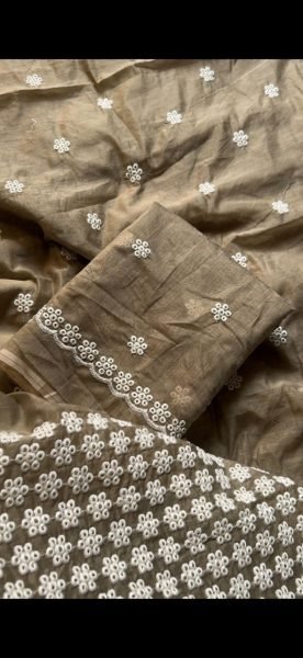 Dynamic Antique Mouse Color Chanderi Saree with Butti Blouse for Women Cotton Sarees Wholesale