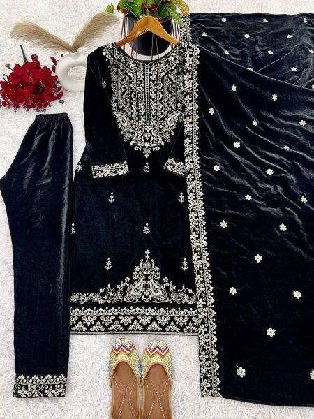 Dynamic Black Party Wear Set with Embroidery Sequence Work At Wholesale Rate Ready To Wear Collection