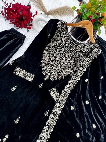 Dynamic Black Party Wear Set with Embroidery Sequence Work At Wholesale Rate Ready To Wear Collection