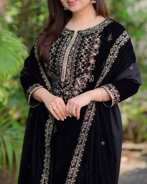 Dynamic Black Party Wear Set with Embroidery Sequence Work At Wholesale Rate Ready To Wear Collection