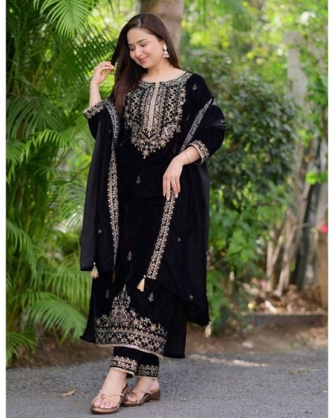 Dynamic Black Party Wear Set with Embroidery Sequence Work At Wholesale Rate Ready To Wear Collection