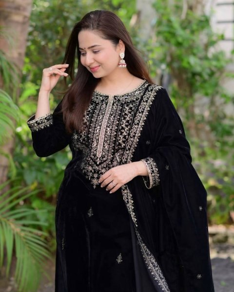 Dynamic Black Party Wear Set with Embroidery Sequence Work At Wholesale Rate Ready To Wear Collection
